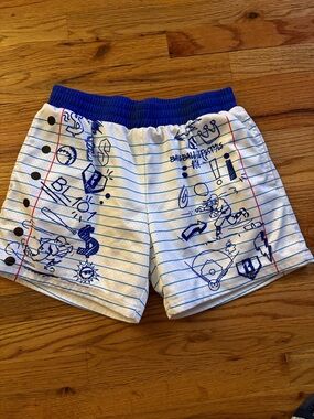 Baseball Lifestyle 101 Doodle Shorts Men's White/Blue small